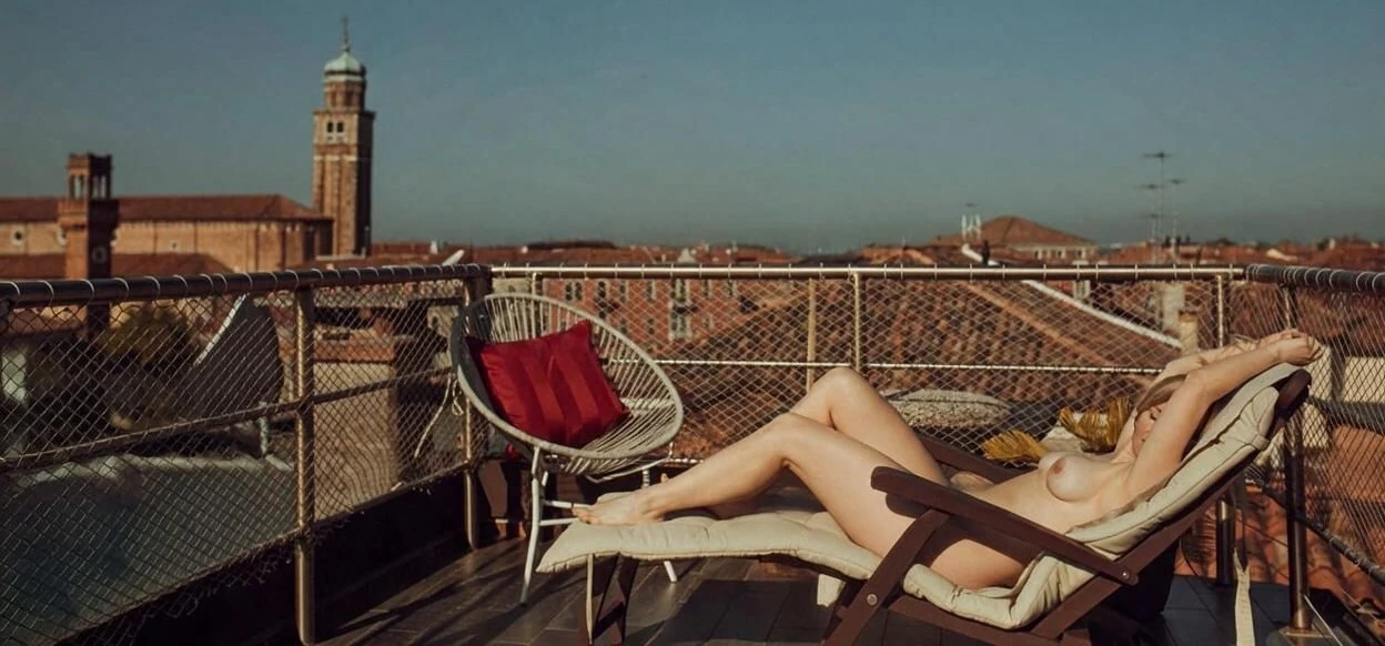 Atmospheric creator photography on terrace in Italy